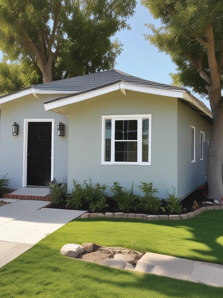 Family-owned construction team collaborating on an ADU build with light grey and beige materials.