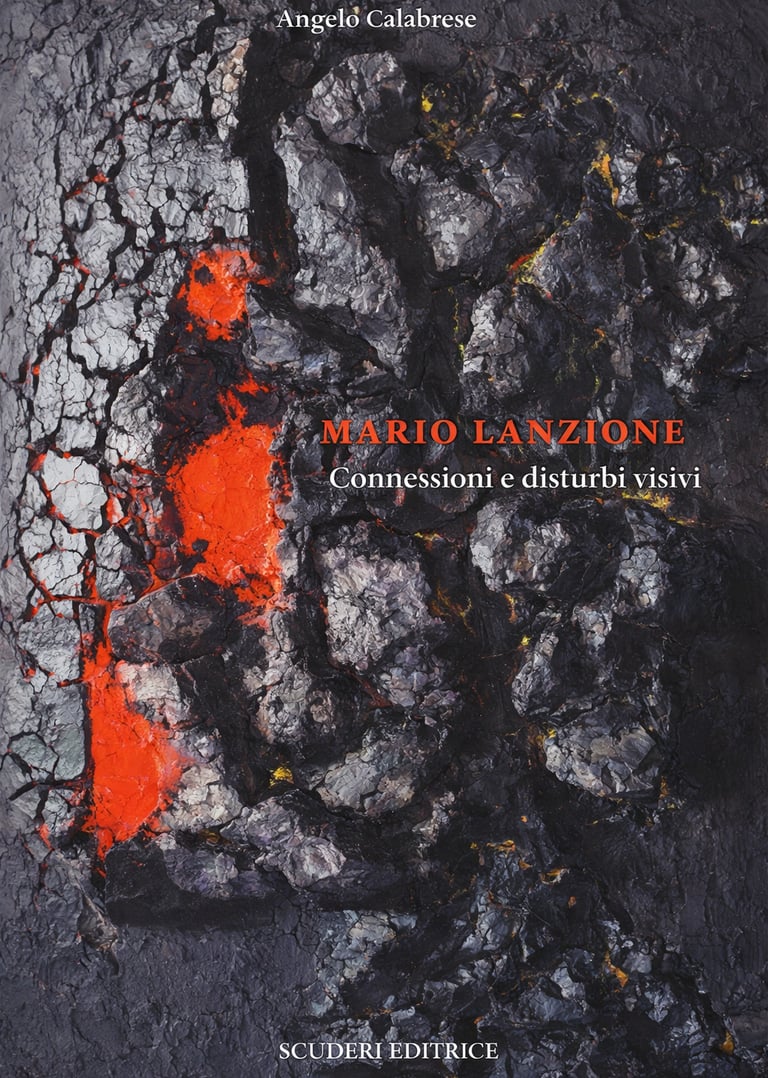 a book cover of mario lanzione, with a red and black background