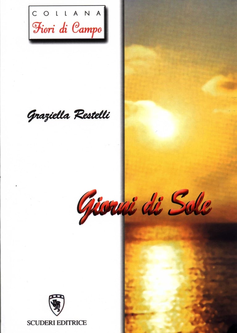 Book cover of Giorni di Sole by Graziella Restelli featuring a sunset over the sea.
