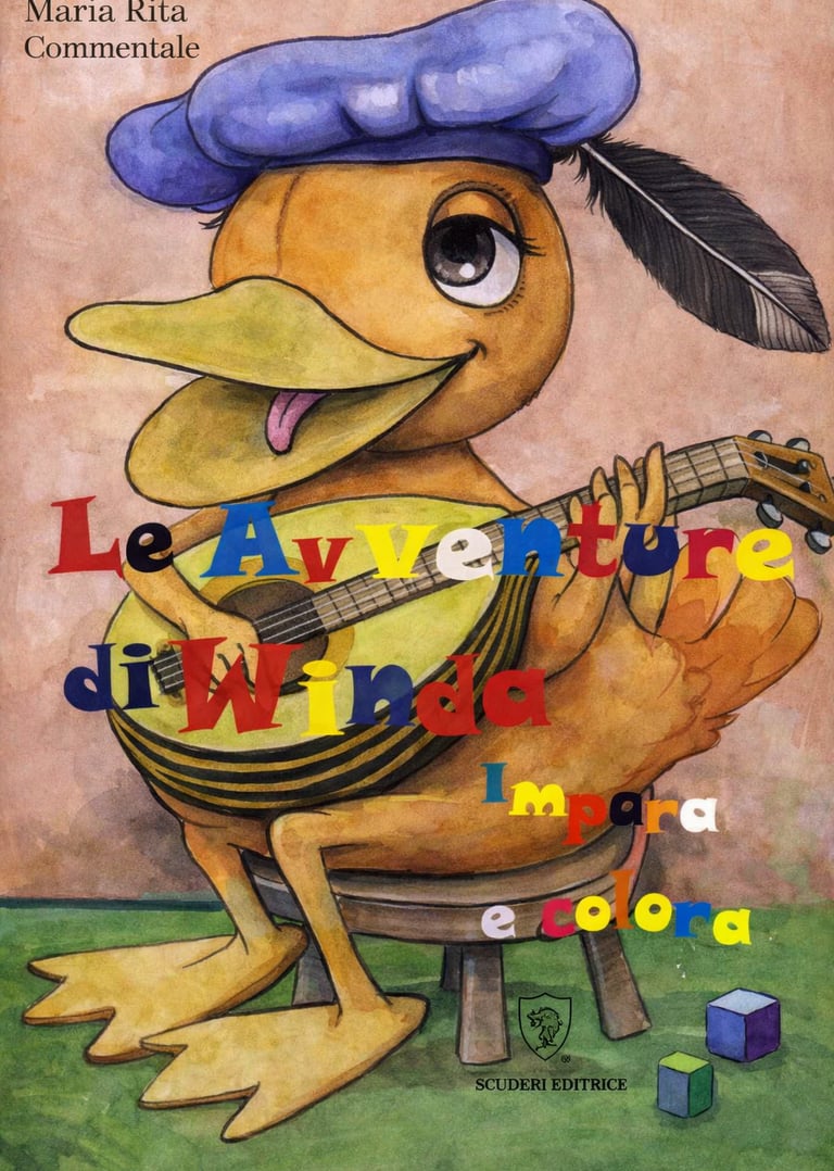 a cartoon duckling with a guitar and a guitar