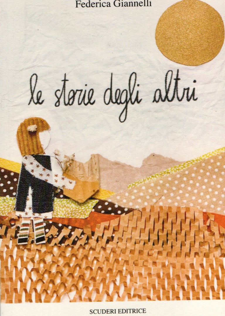 Book cover for Le storie degli altri by Federica Giannelli featuring a patchwork fabric art illustration.