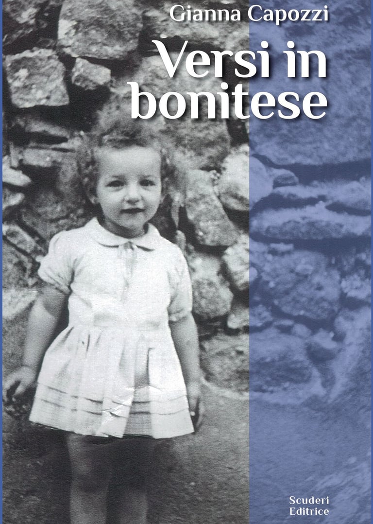 Vintage book cover of Versi in bonitese by Gianna Capozzi featuring a young girl in a white dress.