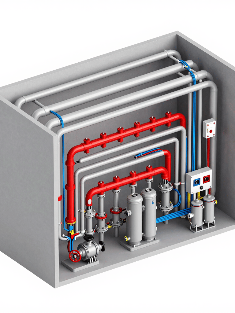 Close-up of a fire alarm control panel with active indicators.