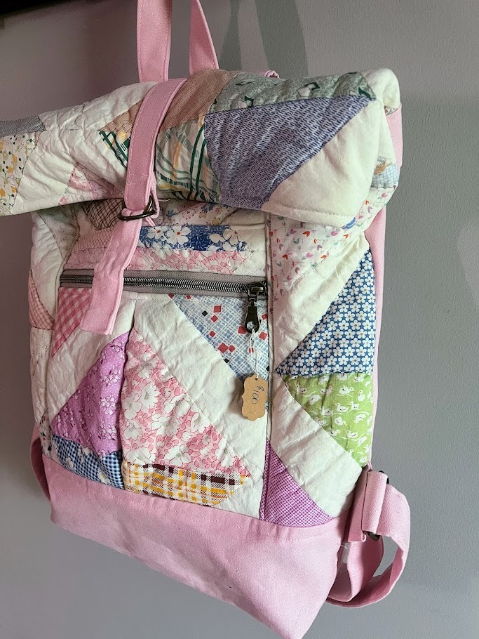 vintage quilt repurposed in Range backpack by Noodlehead