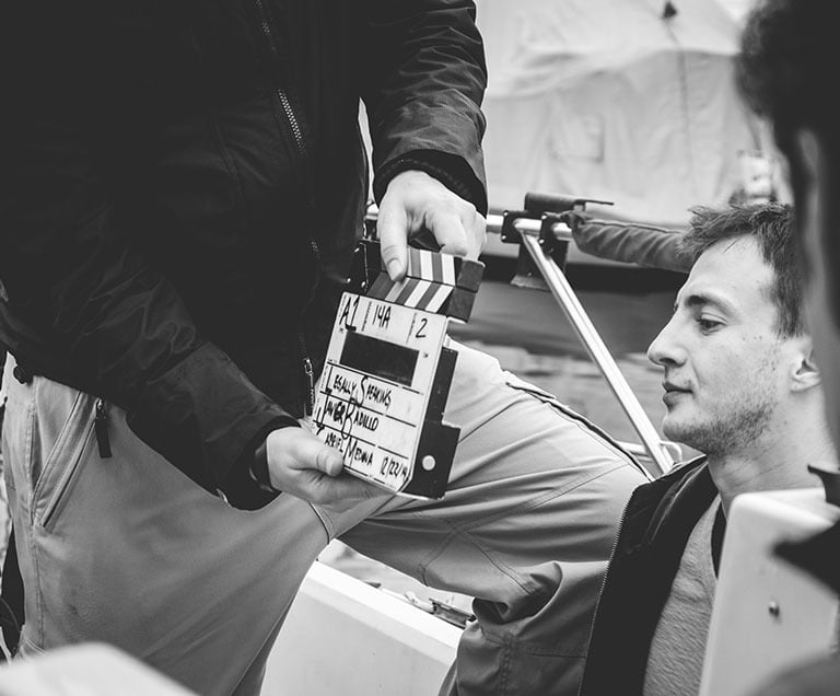 Actor Michael Germant waits for his scene on the set of Legally Speaking