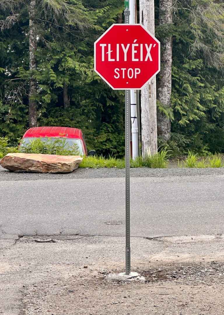 Tlingit Stop Sign in Ketchikan