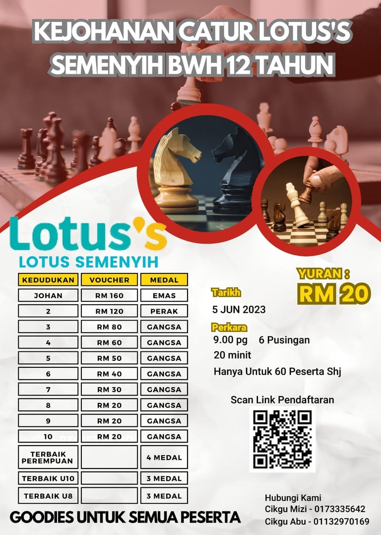 Kejohanan Catur Lotus’s Semenyih Bwh 12 Tahun. Catur Malaysia. Malaysia Chess Tournament