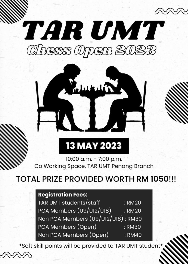 TAR UMT Chess Open 2023 Pulau Pinang. Penang Chess. Catur Malaysia