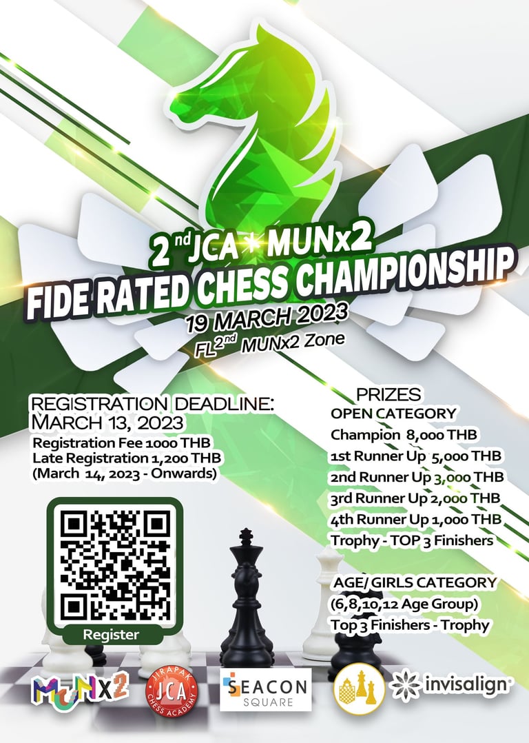 2nd JCA and MunX2 FIDE Rated Chess Championship. Thailand Chess. Jirapak Chess Academy