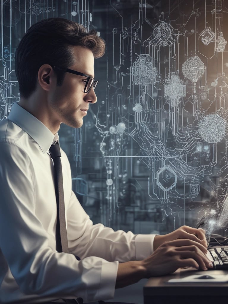 Close-up of a digital interface showing automated workflows with glowing cyan and lime accents.