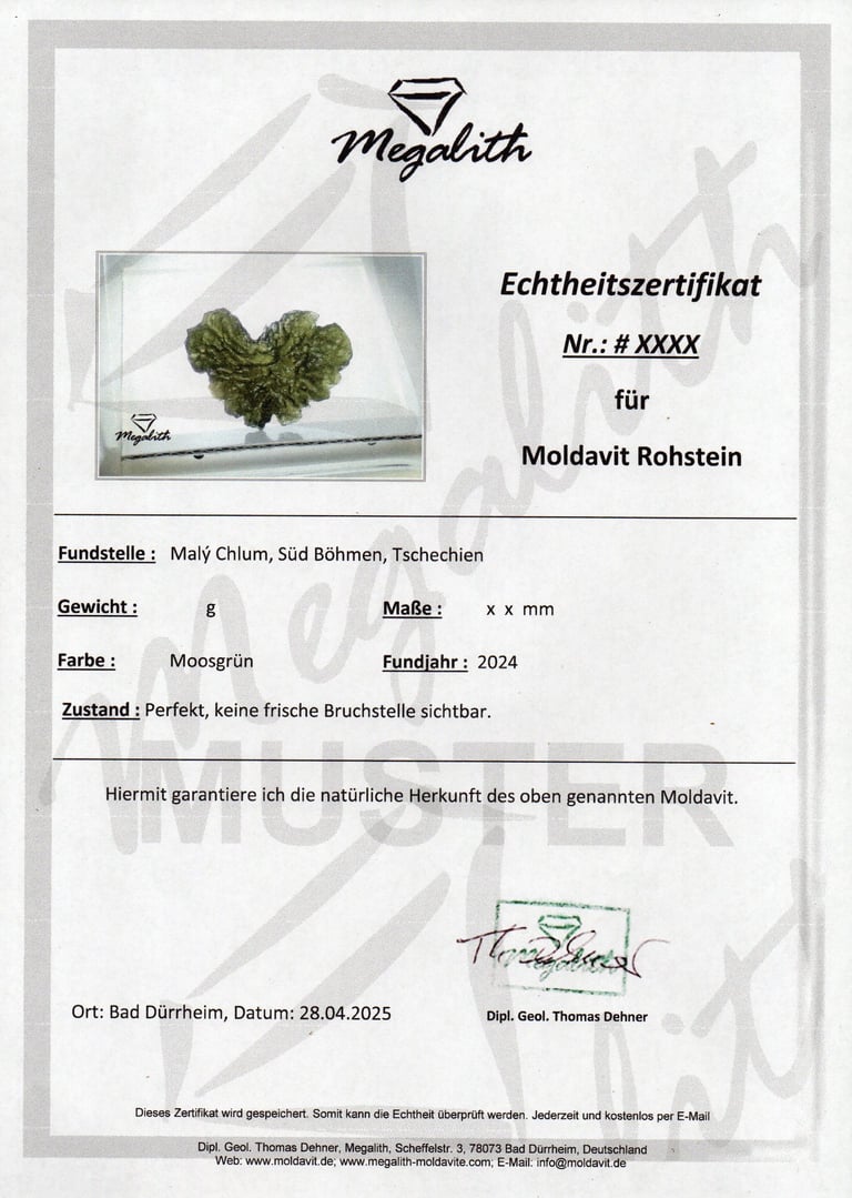 Megalith Echtheitszertifikat