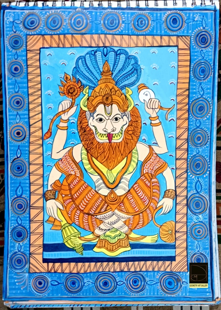 pattachitra art of indian god narsimha who is 4th avatar of indian god lord visnu