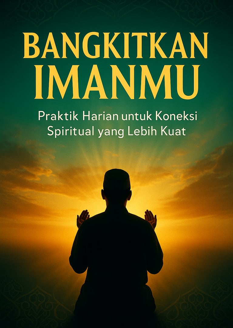 "Muslim berdoa di bawah cahaya fajar, simbol kebangkitan iman dan kekuatan spiritual harian."
