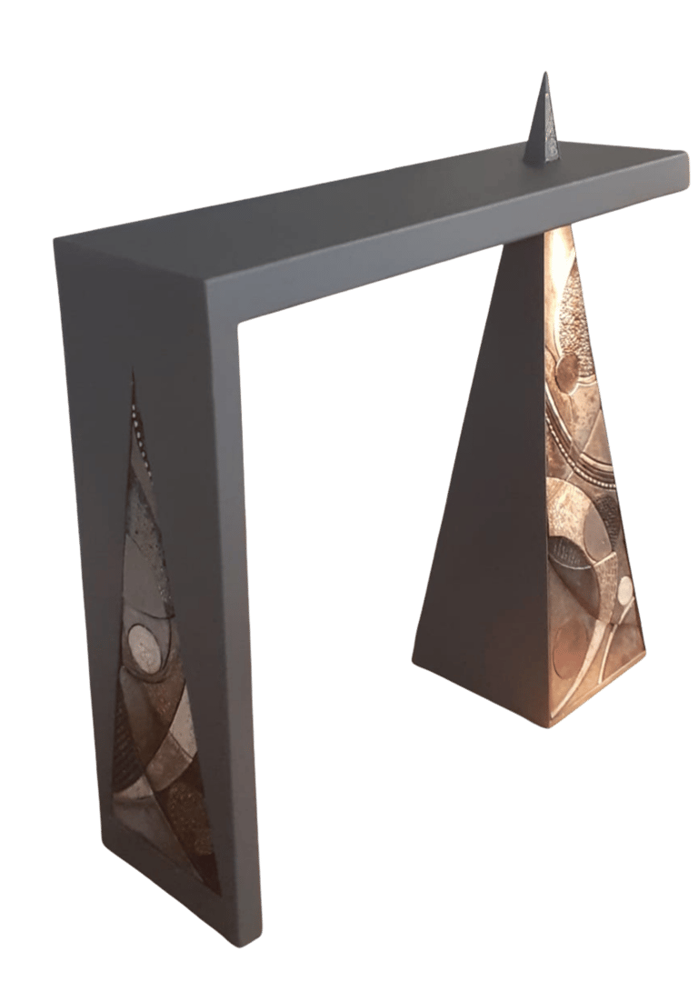 Console design en céramique Raku et métal - Mobilier d'art contemporain Studio Pierrard