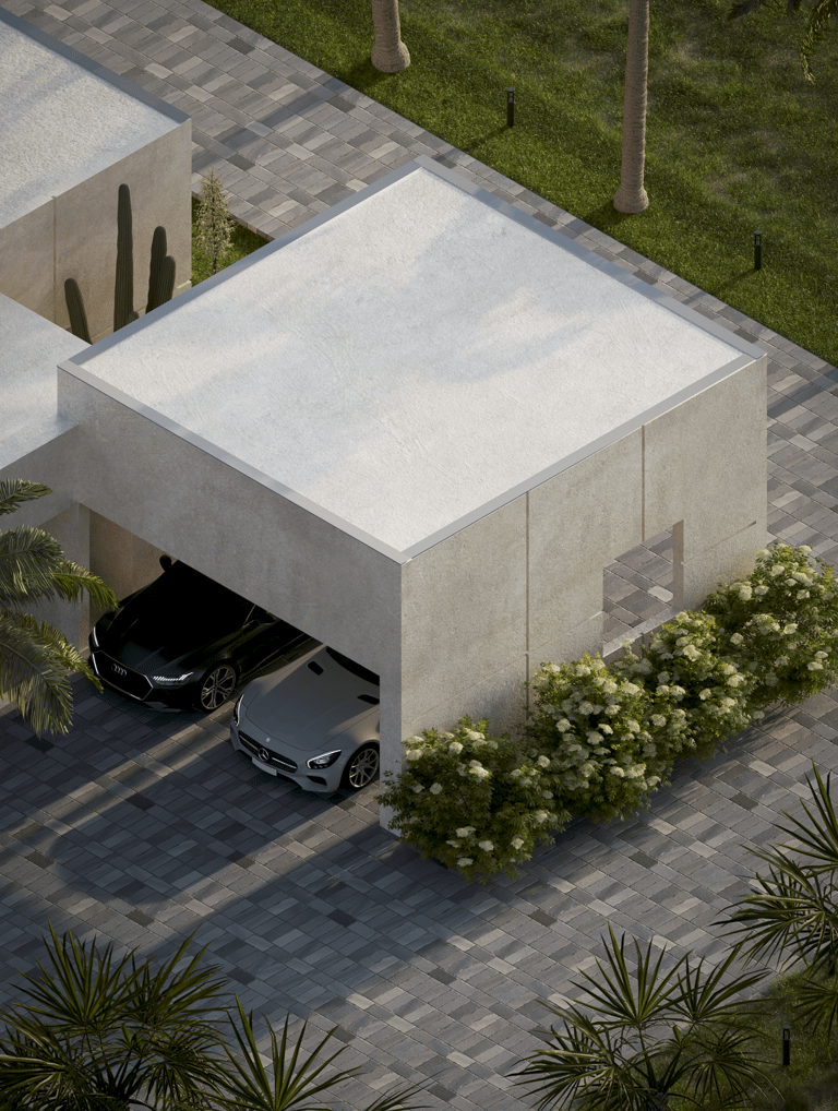 a car parked in front of a building