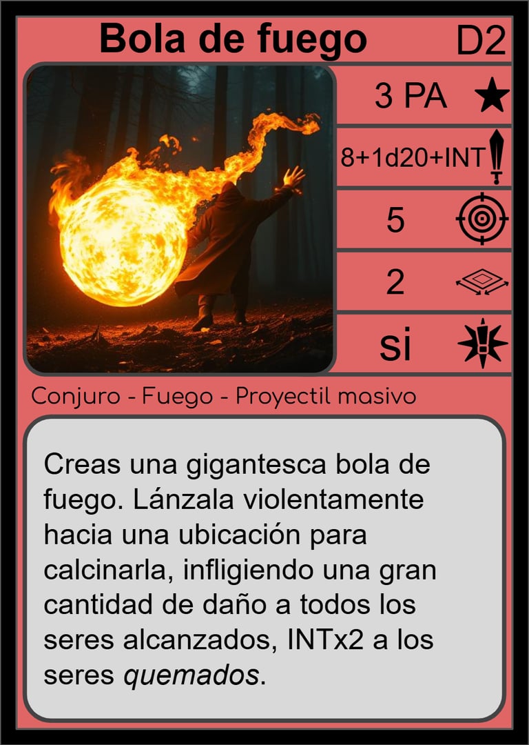 Conjuro "Bola de fuego".