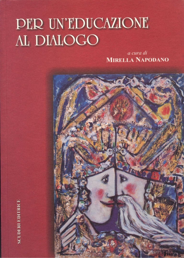 Cover of the Italian book Per Un'educazione Al Dialogo edited by Mirella Napodano with colorful abstract art.
