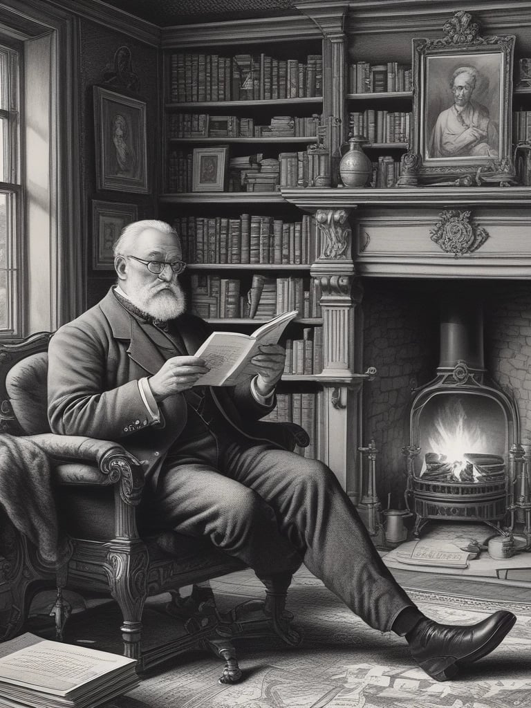 An open book resting on a wooden desk beside a cup of tea, with soft natural light