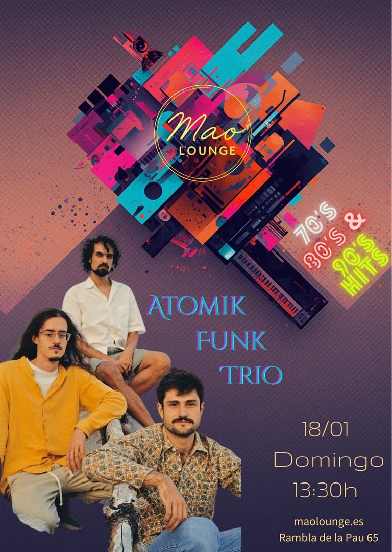 Poster evento en Mao Loune con AtomikFunkTrio