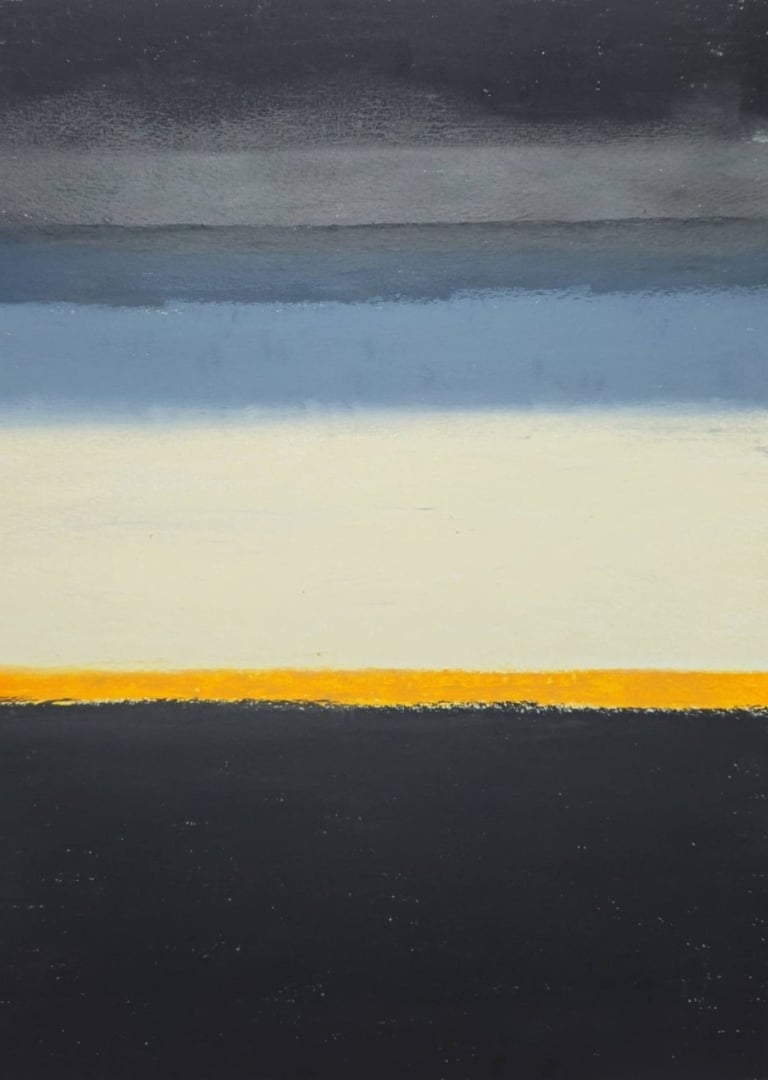  Zeeland #14 drawing by Tim Grosvenor, pastel on paper featuring minimalist horizons and soothing ea