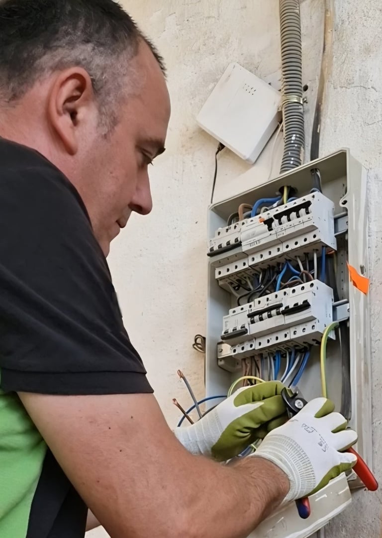a man in a green shirt is holding a piece of wood