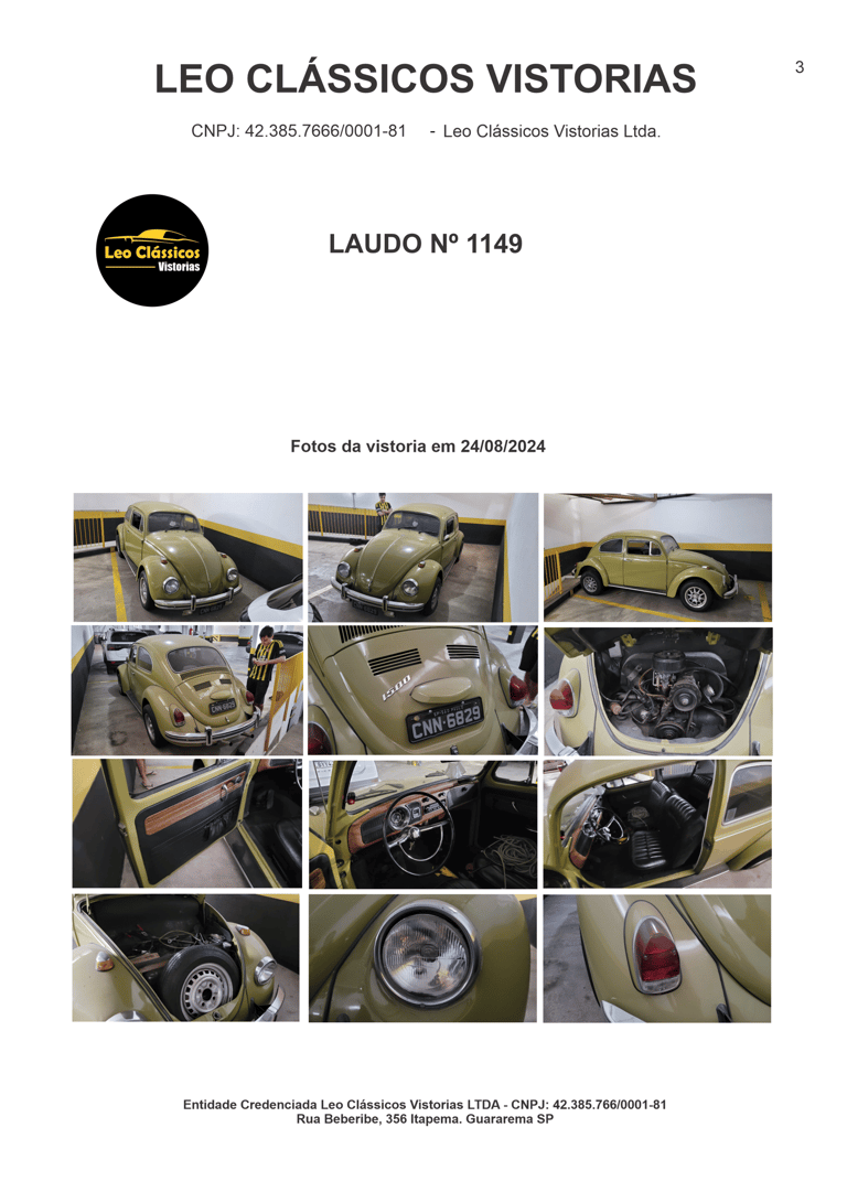 laudo de vistoria de carro antigo