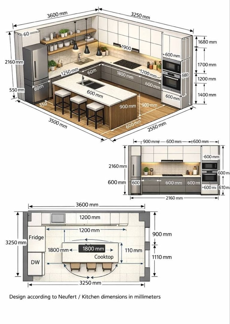 a kitchen with a large kitchen island and a large island