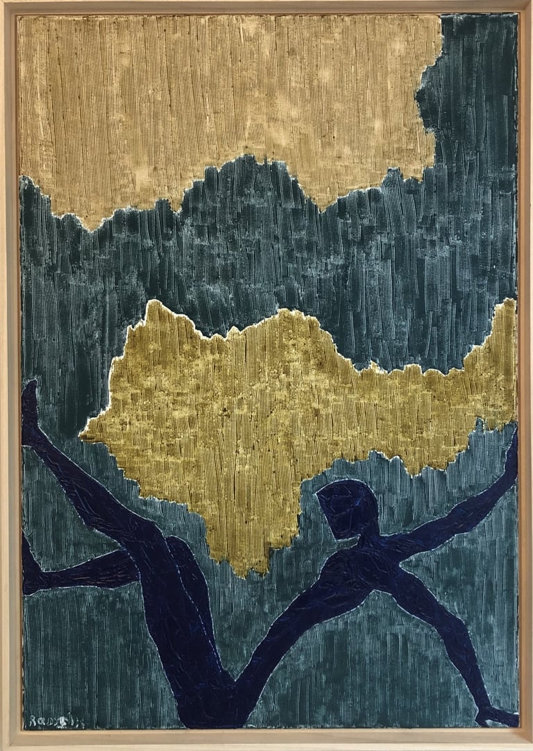 70cm x 100cm, Linseed oil on cotton canvas with plant based and mineral dyes