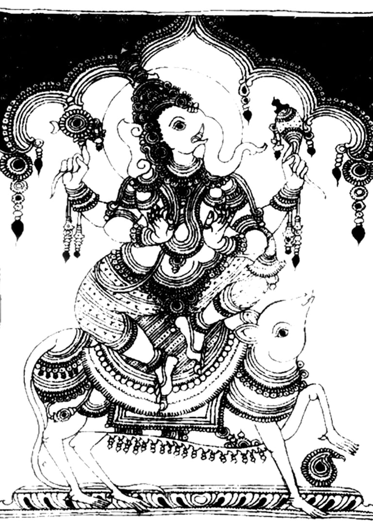 Ganesh cavalca il suo topo