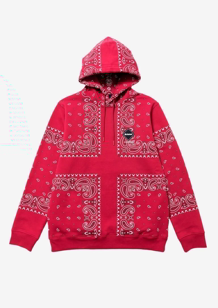f.c real Bristol red hoodie with bandana pattern