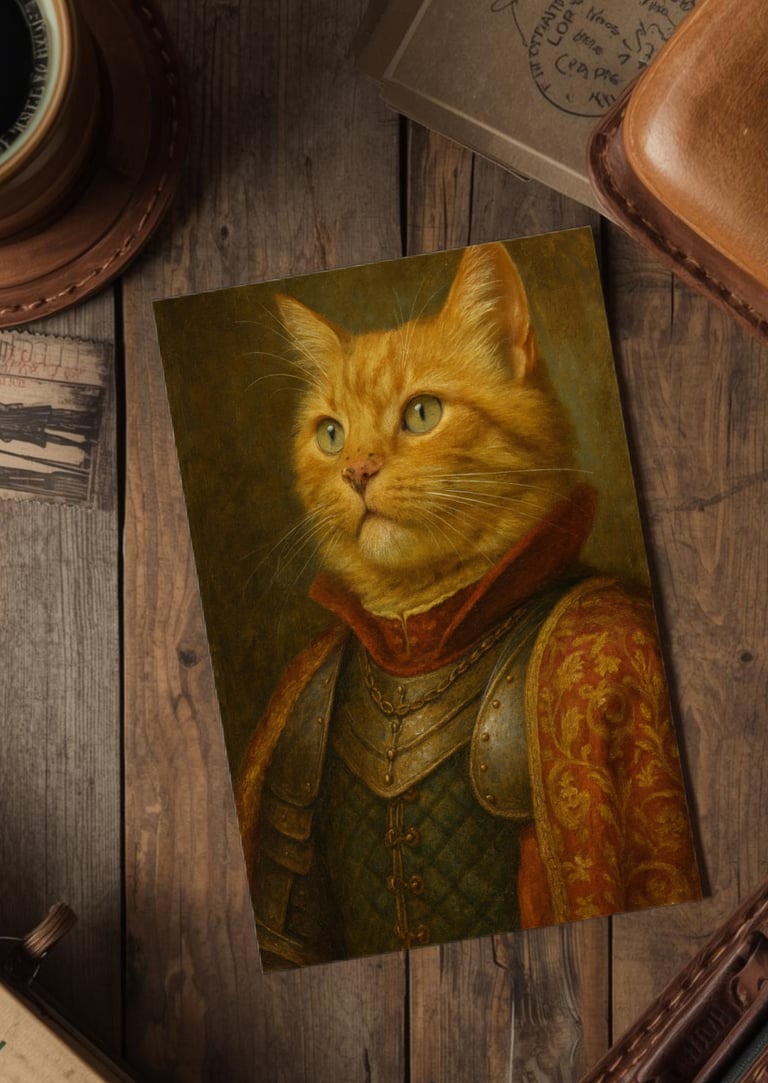 Basil T Cat Regal Rogue on wooden table