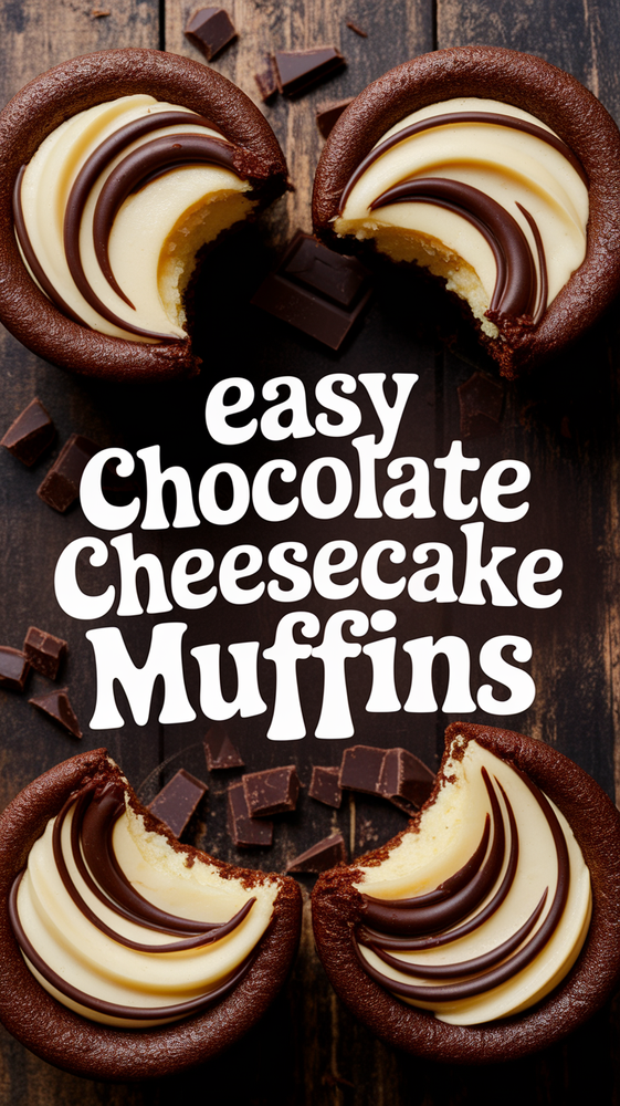 Chocolate cheesecake muffins with creamy filling. Easy chocolate muffin recipe & cheesecake swirl.