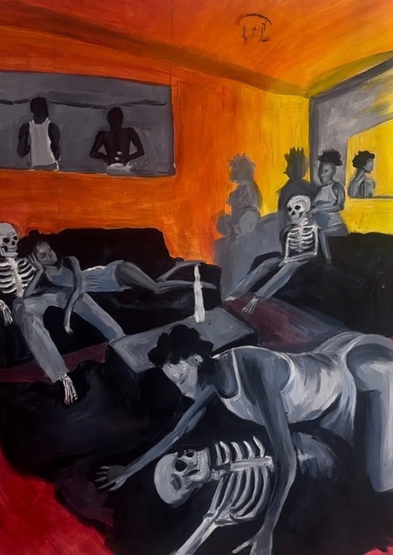 Shadows in the Room Size: 36" x 42" Medium: Acrylic on Canvas Description: Our shadows keep us compa