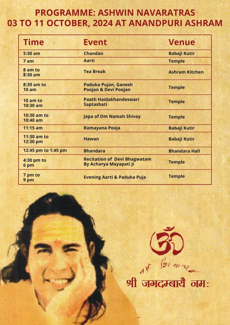 Ashwin Navaratri 2024, Programma