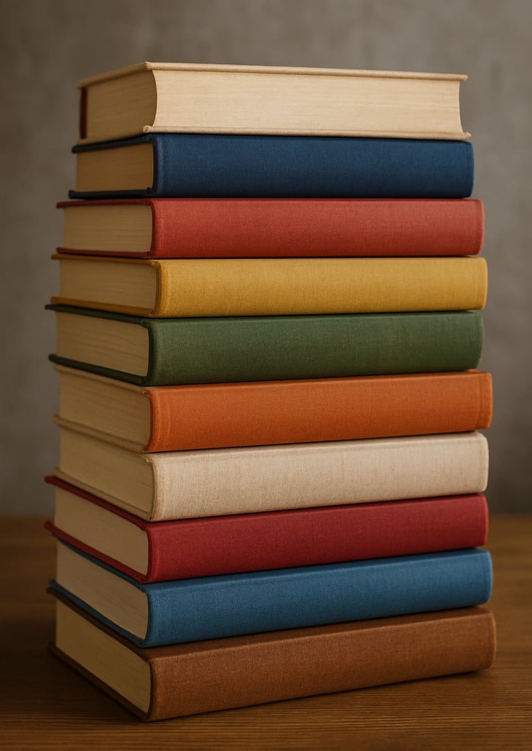 Une pile de livres pour la journée internationale de la bibliodiversité.