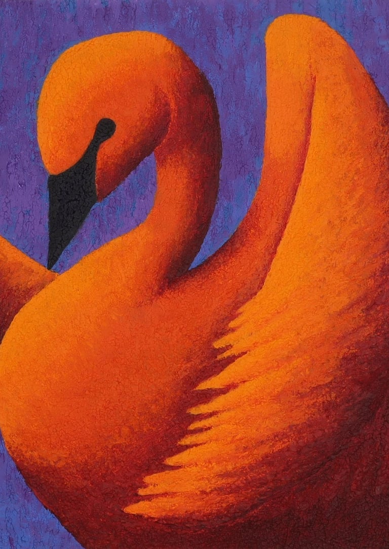 Värikäs joutsenmaalaus, taiteilija Paula Kohijoki