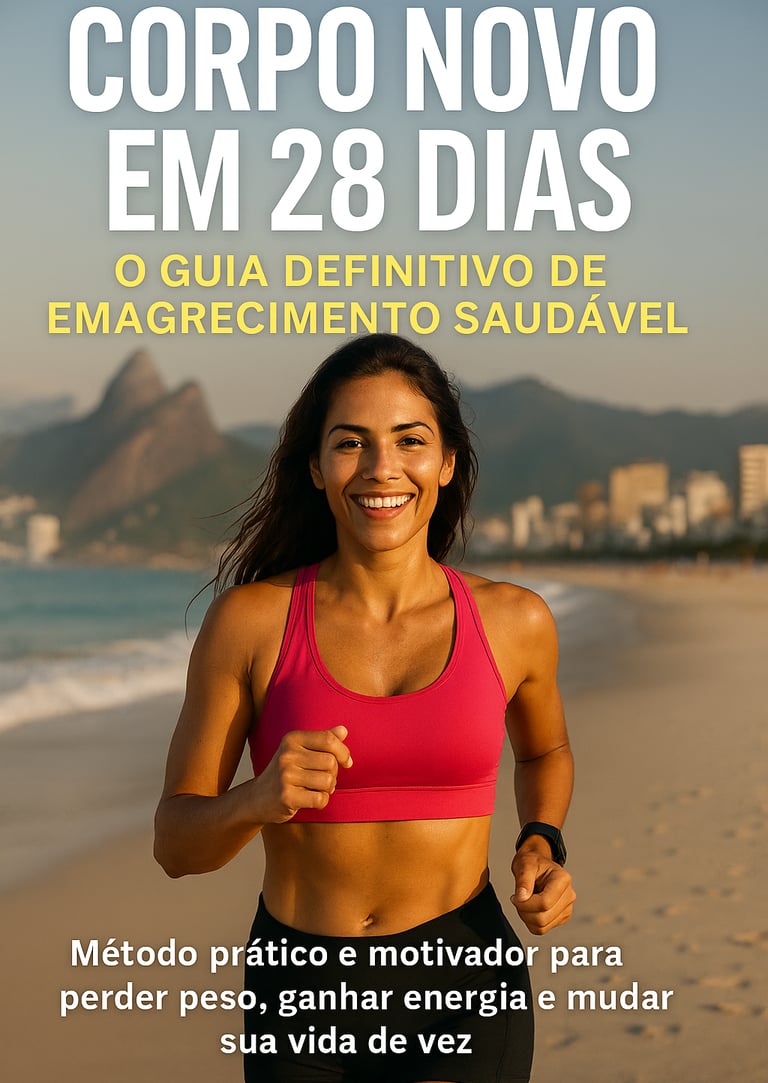 Pessoa praticando atividade física leve ao ar livre; conceito de “corpo novo” com energia e leveza.