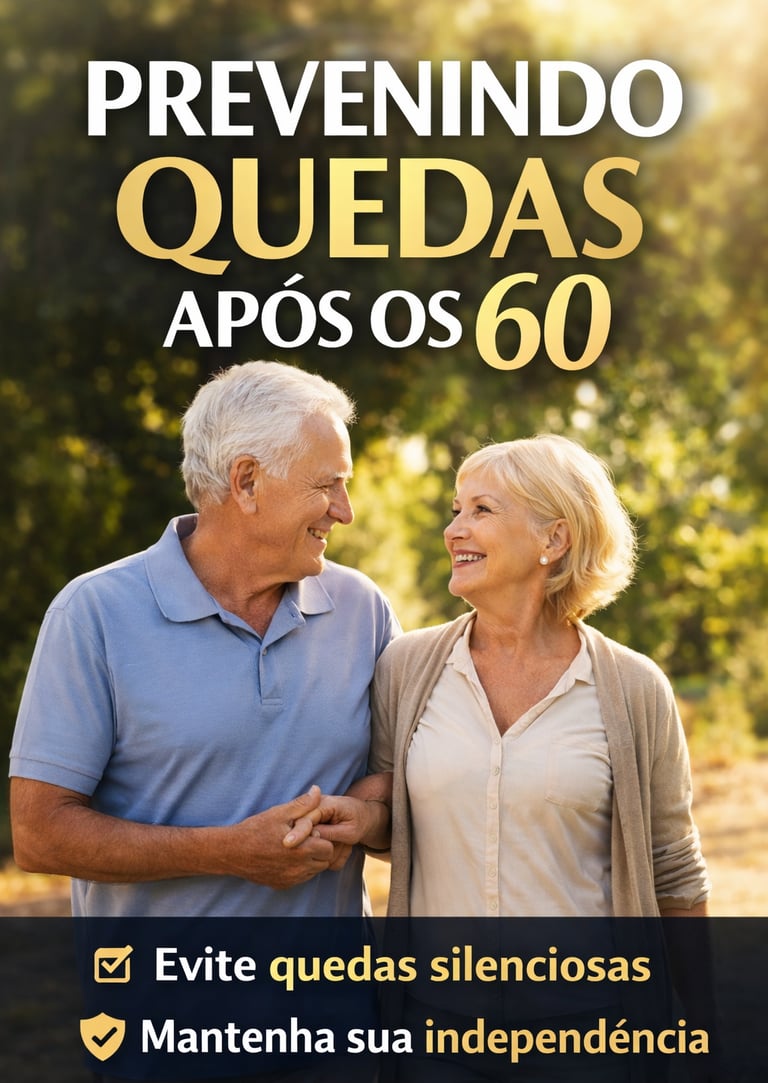 Guia prático para prevenir quedas após os 60. Conteúdo calmo, não médico, com rotinas simples e bônu