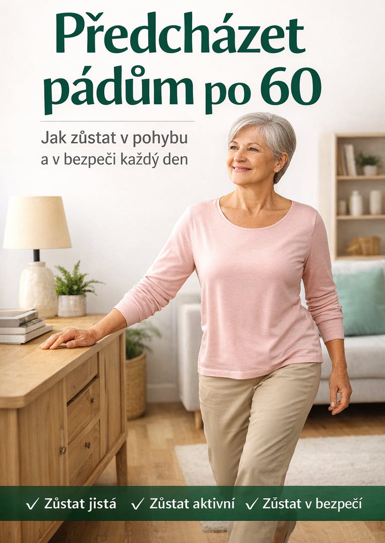 Předcházejte pádům po 60. roce klidně a bezpečně. Praktický e-book pro seniory: rovnováha, jistota p