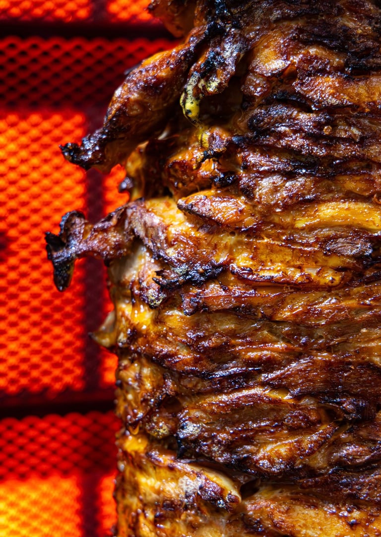 carne de kebab de pollo en el asador 