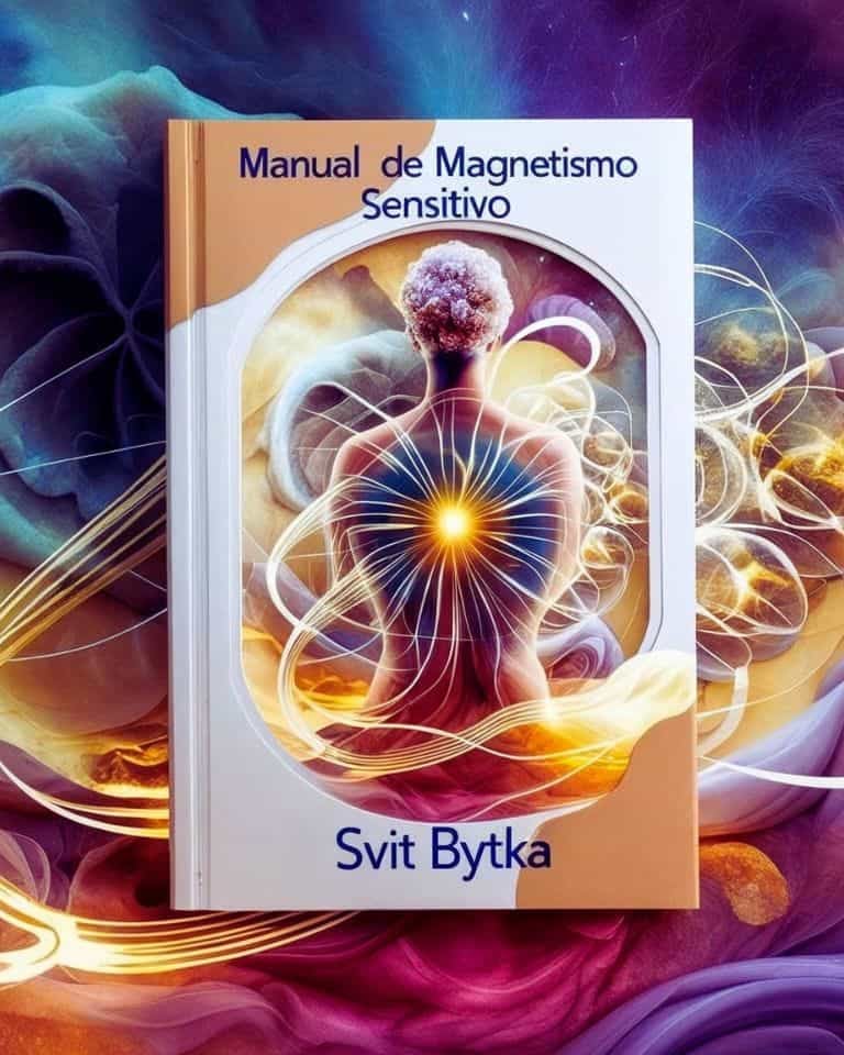 Portada del "Manual de Magnetismo Sensitivo" de Svit Bytka. La imagen muestra una figura humana de espaldas con un resplandor