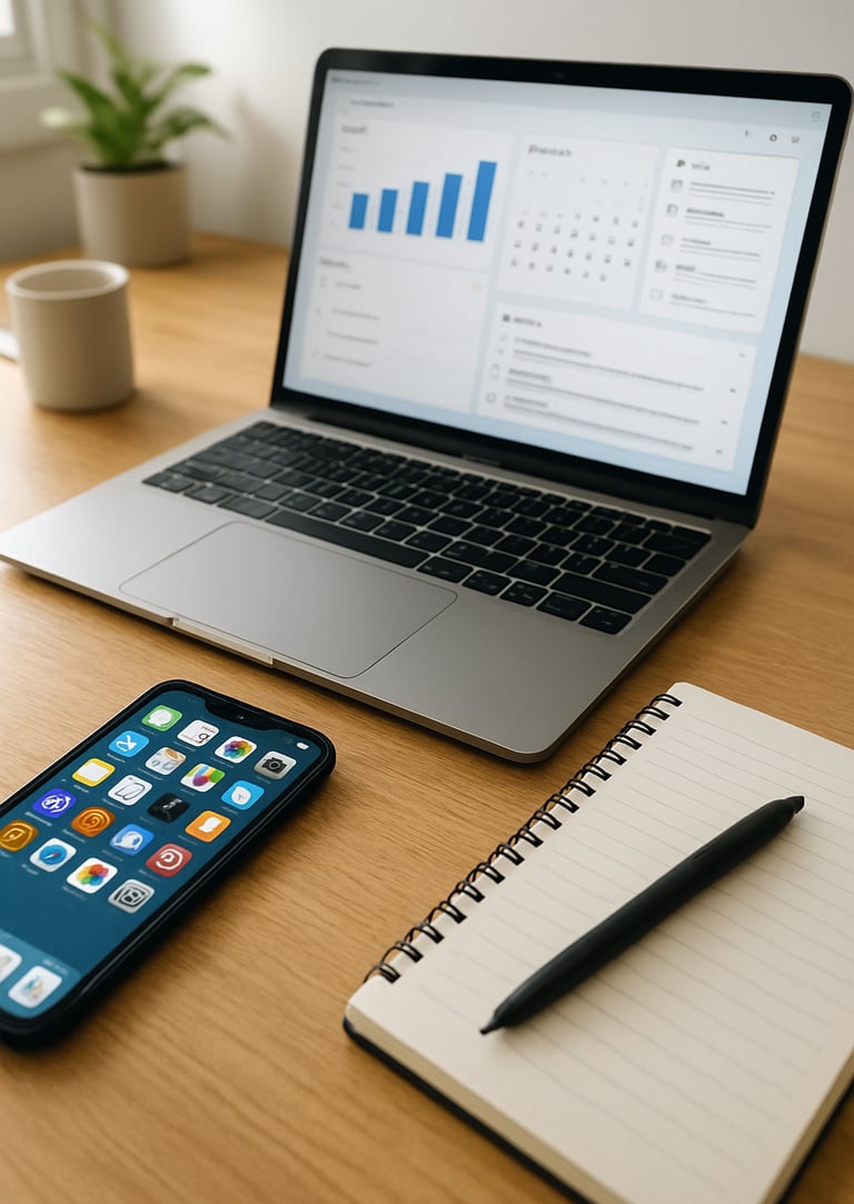 Mesa-organizada-smartphone-notebook-caderno-mostrando-diferentes-apps-ferramentas