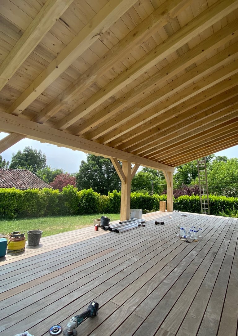 charpente d'une avancée de toit dans le 31