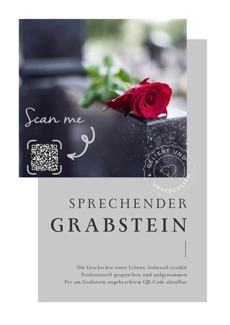 Sprechender Grabstein. QR-Code. Freie Trauerrede