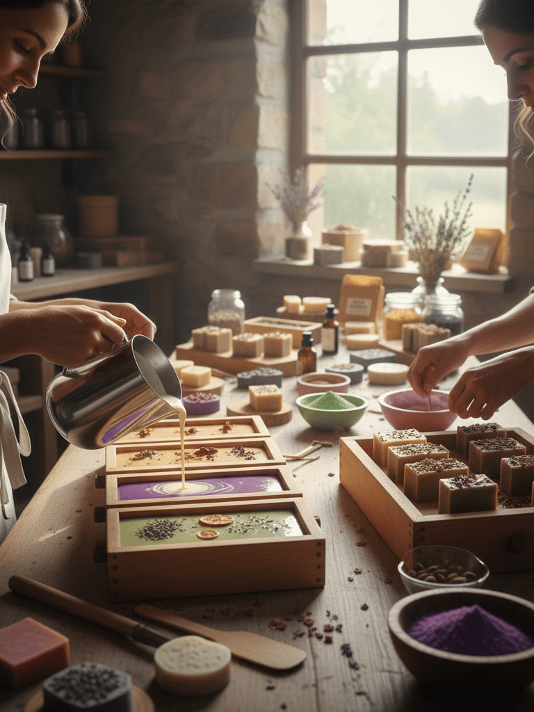 artesanas haciendo jabon