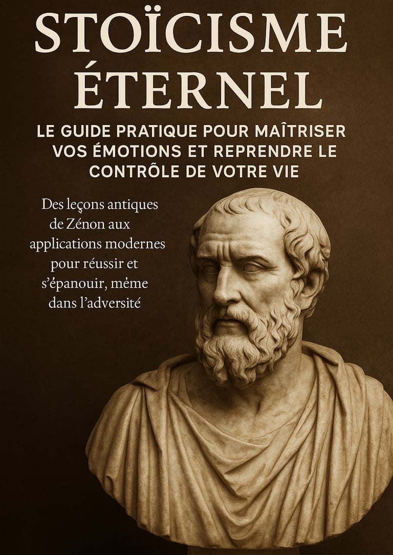 Buste antique d’un philosophe stoïcien, symbole intemporel de sagesse et de maîtrise de soi.