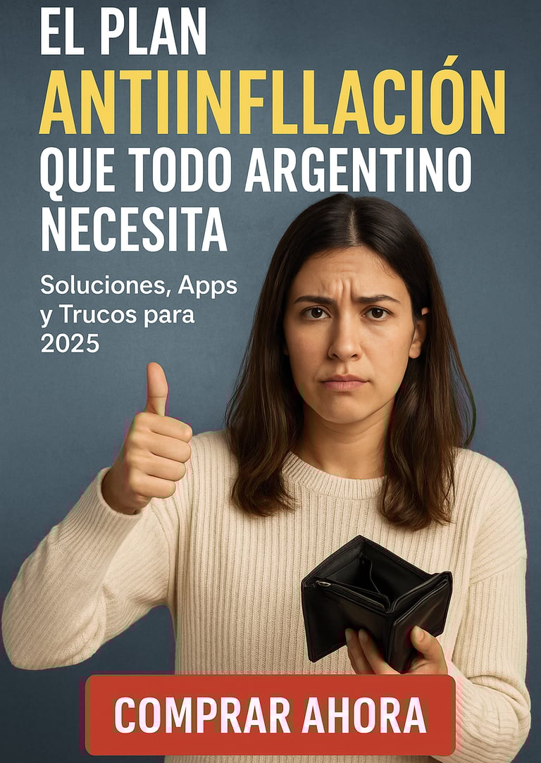 Mujer argentina preocupada por la inflación con billetera vacía.
