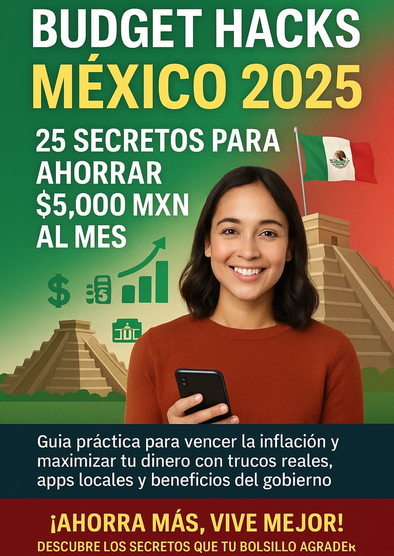 "Portada del ebook Budget Hacks México 2025: guía práctica para ahorrar $5,000 MXN al mes y vencer l