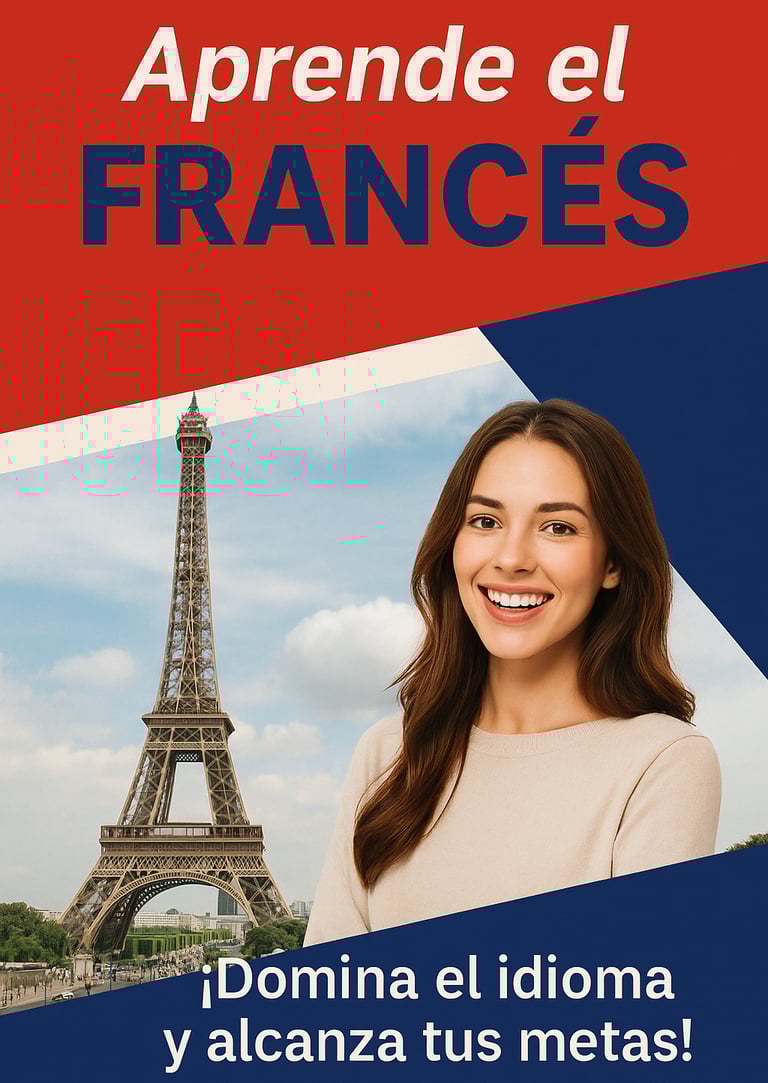 Imagen de una niña española aprendiendo francés con la Torre Eiffel al fondo