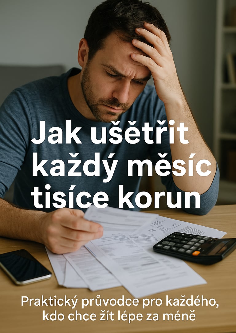 Znepokojený muž počítá výdaje, aby každý měsíc ušetřil.
